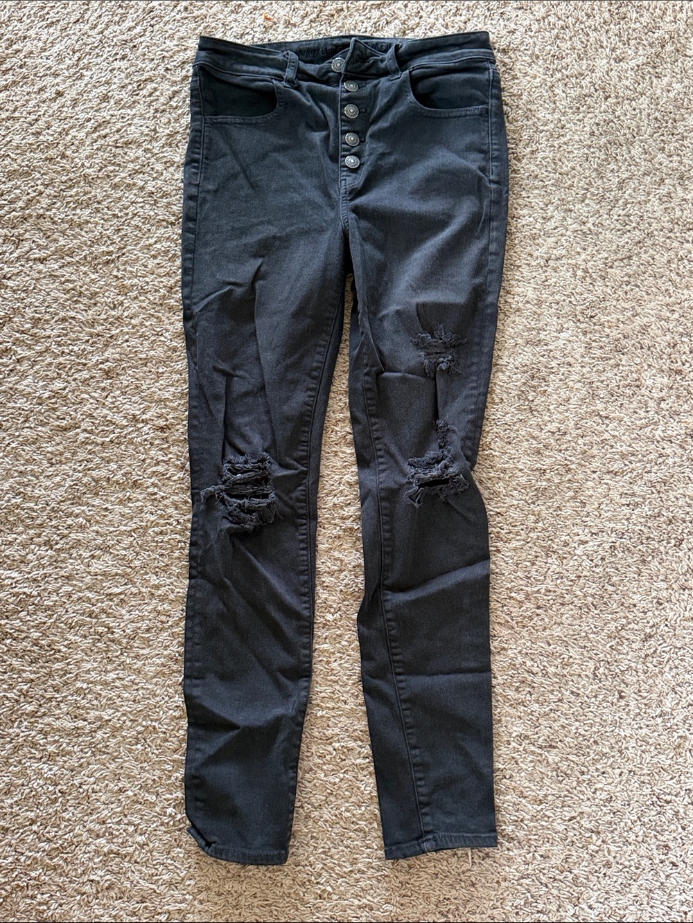 American Eagle Outfitters Black Distressed High-Rise Jeggings